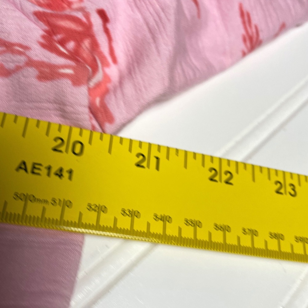 Talbots Pink Pullover with Coral Palm Print Quarter Zip - Picture 9 of 11